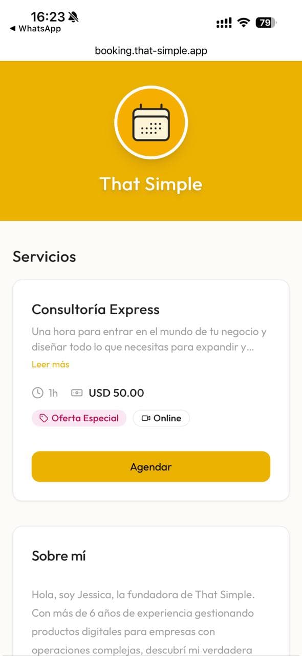 Simple.Booking - Vista del Cliente